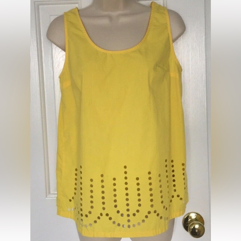 GAP Yellow Sleeveless Top with Laser-Cut Hem, size M
